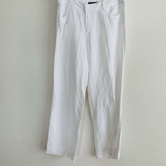 Tommy Hilfiger Women White Linen Wide Leg Pants - Picture 2 of 5